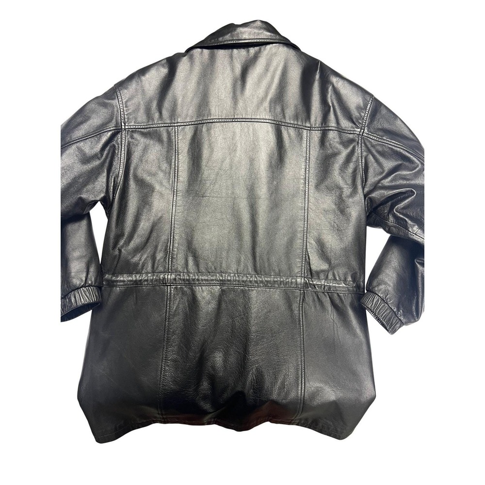 Vintage Wilsons Black Leather Jacket Lined Zip Front Casual Outerwear 90s - Picture 12 of 16